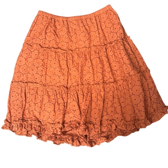 Roller Rabbit Clementine Eyelet Ruffle Boho Skirt Size XL - Picture 3 of 5